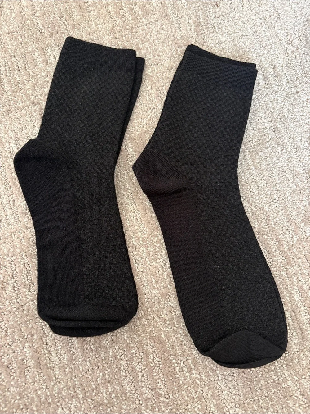 Men's Black Textured Crew Socks - Pack of 2